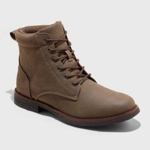 Men's GOODFELLOW & CO Jeffrey Cap Toe Lug Combat Suede Boots BROWN Size 13